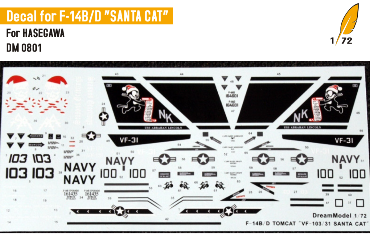 dekály pro F-14B/D VF-103/VF31 “Christmas” 1/72 DreamModel