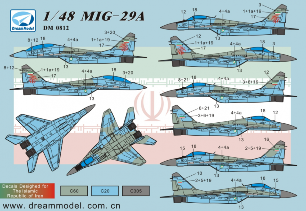dekály pro MiG-29A in Iran (TRUMPETER) 1/48 DreamModel