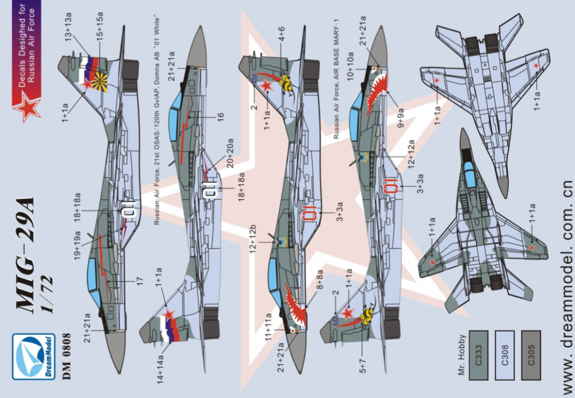 dekály pro MiG-29A in Russia Part I (TRUMPETER) 1/72 DreamModel