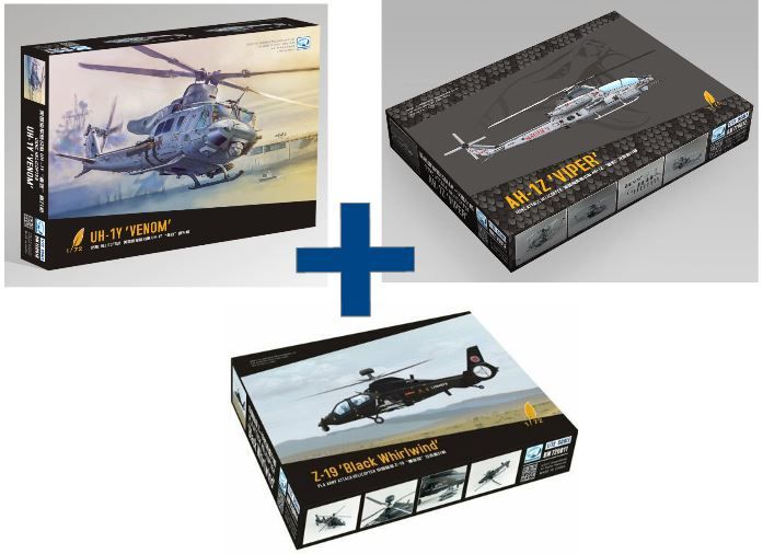 zvýhodněný set Bell AH-1Z Viper + UH-1Y Venom + Z-19 PLA Army 1/72 DreamModel